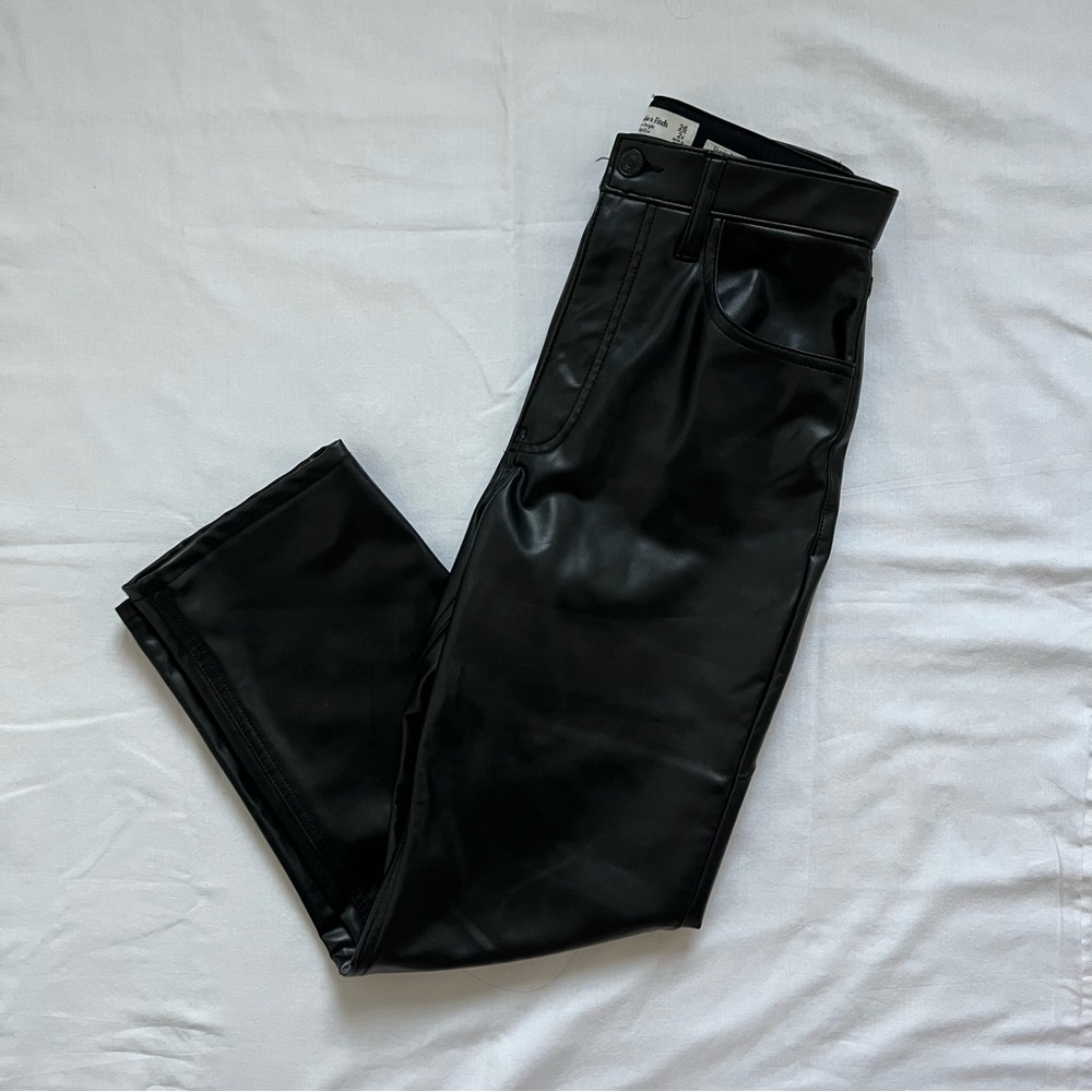 Abercrombie & Fitch Black Faux Vegan Leather Trousers